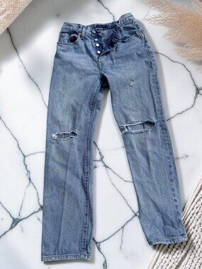 Levi's 501 Original Women's High Waist Button Fly Jeans Size 27 Distressed